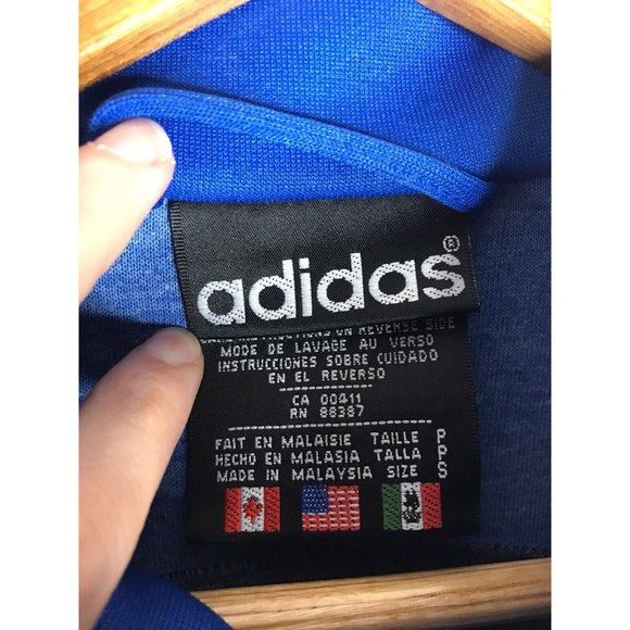 Adidas Men’s Small Track Jacket Trefoil Logo Collar Black Blue - Picture 7 of 9